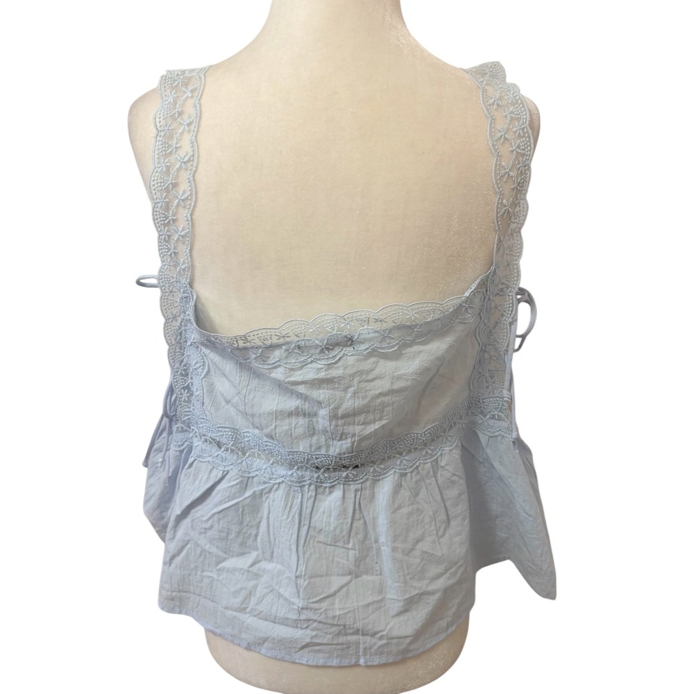 NEW Wild Fable Light Blue XL Lace Trim Side Tie Peplum Top‎ Cottagecore Tank - Picture 7 of 9